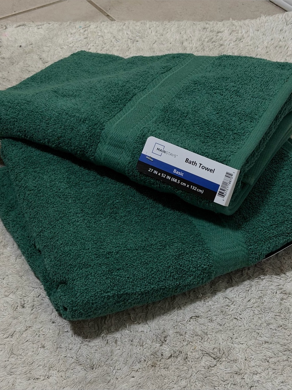 Mainstays Green Bath Towel 2 Absorbent Bathroom Towel